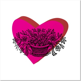 flower in love heart Posters and Art